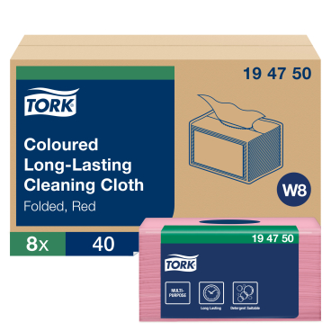 Tork Reinigungstücher, W8, 1-lagig 1 Karton = 8 Beutel à 40 Tücher, rot - Bild-Darstellung des Produktes 1