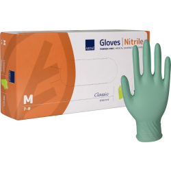 Abena Re-Seller GmbH ABENA® Sensitive Nitril Einweghandschuhe, hellgrün, Unsterile, puderfreie Einmalhandschuhe mit Rollrand, 1 Karton = 10 Packungen = 1000 Stück, Größe M 290742