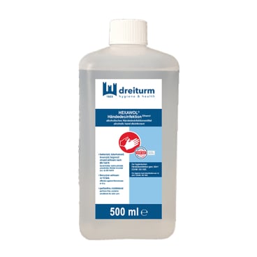 Dreiturm HEXAWOL® Händedesinfektion 1 Karton = 12 Euroflaschen à 500 ml - Bild-Darstellung des Produktes 1