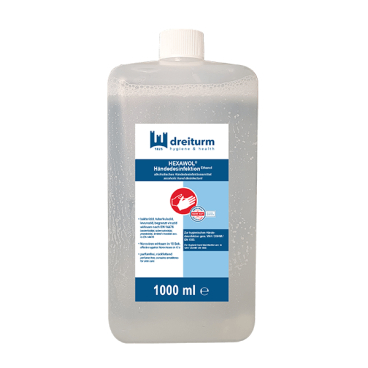 Dreiturm HEXAWOL® Händedesinfektion 1 Karton = 6 Euroflaschen à 1 Liter - Bild-Darstellung des Produktes 1