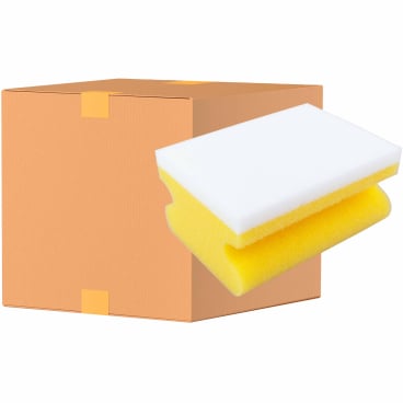 Sito Küchenschwamm, Melamin, mit Griff 1 Karton = 10 Packungen á 10 Schwämme, Farbe: gelb/weiß - Bild-Darstellung des Produktes 1