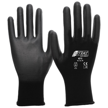NITRAS Nylon-PU-Handschuhe, schwarz 1 Packung = 12 Paar, Größe M (7) - Bild-Darstellung des Produktes 1