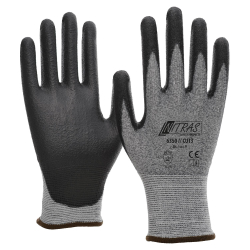 AS-Arbeitsschutz GmbH NITRAS "CUT 3" Schnittschutzhandschuhe, Spezialfaser-Strickhandschuhe, grau, 1 Packung = 10 Paar, Größe S (6) 6350-6