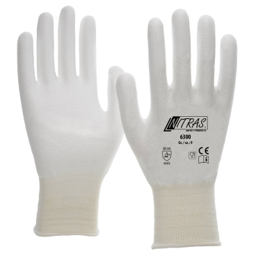 NITRAS Schnittschutzhandschuhe, PU weiß 1 Packung = 10 Paar, Größe L (8) - Bild-Darstellung des Produktes 1
