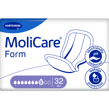 MoliCare® Form Inkontinenzvorlage, 8 Tropfen 1 Karton = 4 Packungen à 32 Stück - Bild-Darstellung des Produktes 1