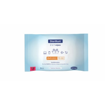 Sterillium® 2in1 wipes Desinfektionstücher für Hände und Flächen 1 Karton = 12 x 15 Tücher, Maße: 15 x 20 cm - Bild-Darstellung des Produktes 1