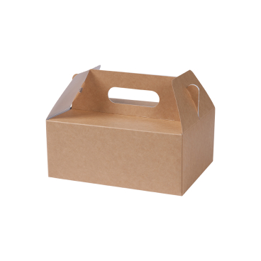 Greenbox Lunchbox mit Griff, faltbar, braun 1 Karton = 75 Stück, Maße (L x B x H): 25 x 15 x 15 cm - Bild-Darstellung des Produktes 1