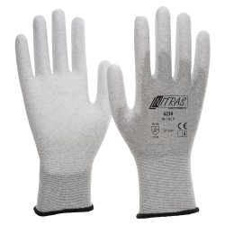 AS-Arbeitsschutz GmbH NITRAS ESD-Handschuhe, Nylon-Carbon-Handschuhe, Strickhandschuhe, antistatisch, touchscreen-fähig, 1 Packung = 12 Paar, Größe M (7) 6230-7