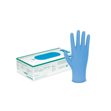 B. Braun Vasco® Nitril sky-blue Einmalhandschuhe, unsteril 1 Karton = 10 Packungen à 150 Stück, Größe L - Bild-Darstellung des Produktes 1