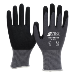 AS-Arbeitsschutz GmbH NITRAS® SKIN-FLEX Strickhandschuh, Spezialfaser Strickhandschuhe, schwarz-grau, 1 Packung = 12 Paar, Größe XL (9) 8700-9