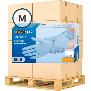 HYGOSTAR® Nitrilhandschuhe Safe Light, puderfrei, blau 1 Palette = 1080 Packungen à 100 Stück, Größe M - Bild-Darstellung des Produktes 1