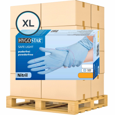 HYGOSTAR® Nitrilhandschuhe Safe Light, puderfrei, blau 1 Palette = 1080 Packungen à 100 Stück, Größe XL - Bild-Darstellung des Produktes 1