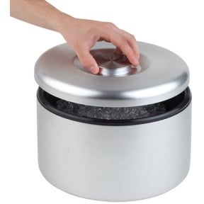 APS Eisbox, Eisbehälter Edelstahl, inkl. Tropfeinsatz – 1 Box, Farbe: metallic-silber