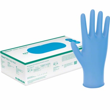 B. Braun Vasco® Nitril sky blue Einmalhandschuhe, unsteril 1 Packung = 100 Stück, Größe L - Bild-Darstellung des Produktes 1