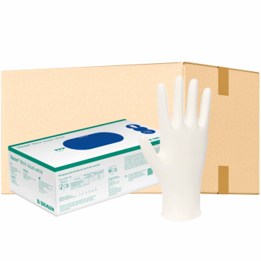 B. Braun Vasco® Nitril cloud-white Einmalhandschuhe, unsteril 1 Karton = 10 Packungen à 150 Stück, Größe M - Bild-Darstellung des Produktes 1