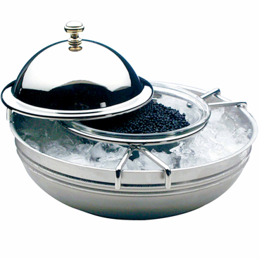 APS Kaviarkühler, Glasschale für Kaviar, Edelstahl-Eistopf, Set 1 Set = 2 Schalen, 1 Deckel, 1 Halter - Bild-Darstellung des Produktes 1