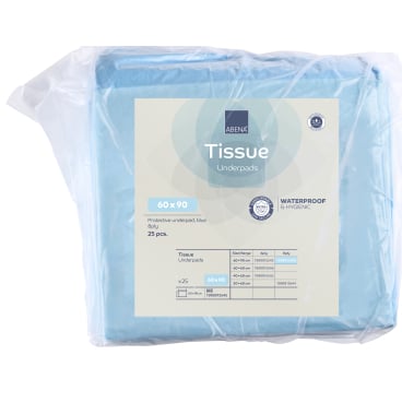 ABENA® Bettschutzunterlage Abri-Cell, 8-lagig, 17g, hellblau 1 Karton = 4 Packungen à 25 Stück, 60 x 90 cm, 800 ml Saugstärke - Bild-Darstellung des Produktes 1