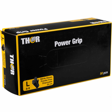 ABENA® Thor Power Grip Einmalhandschuhe, schwarz 1 Packung = 50 Stück, Größe L - Bild-Darstellung des Produktes 1