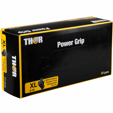 ABENA® Thor Power Grip Einmalhandschuhe, schwarz 1 Packung = 50 Stück, Größe XL - Bild-Darstellung des Produktes 1