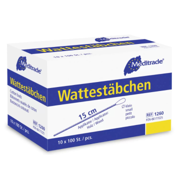 Meditrade Wattestäbchen, unsteril 1 Packung = 10 Beutel à 50 Stück, großer Wattekopf, Holz - Bild-Darstellung des Produktes 1