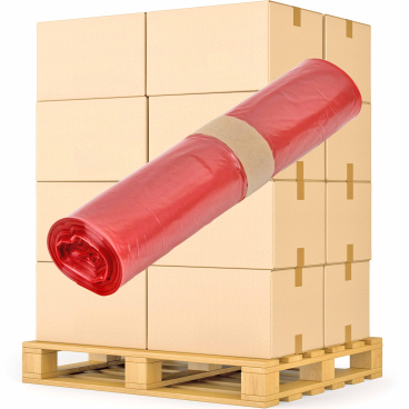 Müllsäcke 120 Liter, rot, Typ 60 1 Palette = 72 Kartons = 720 Rollen = 18000 Säcke - Bild-Darstellung des Produktes 1