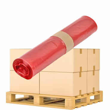 Müllsäcke 120 Liter, rot, Typ 60 ½ Palette = 36 Kartons = 360 Rollen = 9000 Säcke - Bild-Darstellung des Produktes 1