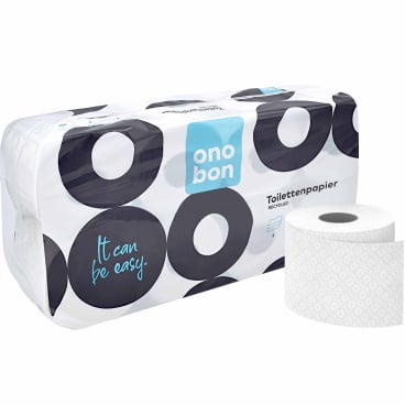 onobon Toilettenpapier 3-lagig, hochweiß 1 Paket = 8 Packungen à 8 Rollen - Bild-Darstellung des Produktes 1