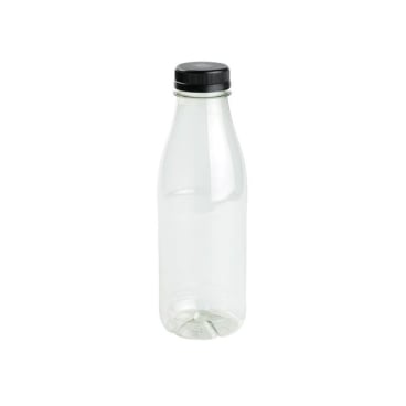 Greenbox rPET Smoothie Flasche, bruchfest & klar, 500 ml 1 Karton = 198 Stück, Deckelfarbe: schwarz - Bild-Darstellung des Produktes 1