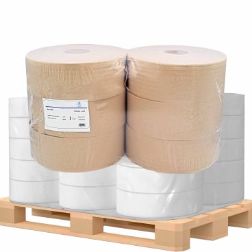 Jumbo-Toilettenpapier, Krepp, 1-lagig, hellgrau, 525 m ½ Palette = 25 Pakete à 6 x 525 Meter - Bild-Darstellung des Produktes 1