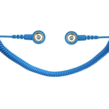 SafeGuard ESD Spiralkabel, 1 Mohm, hellblau 3,6 m, 10/10 mm Druckknopf - Bild-Darstellung des Produktes 1