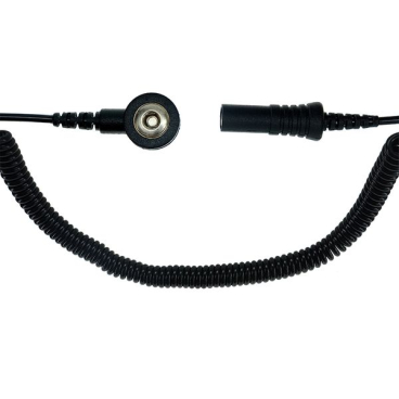 SafeGuard ESD Spiralkabel, 1 Mohm, mit Bananenstecker, schwarz 1,8 m, 3 mm Druckknopf - Bild-Darstellung des Produktes 1