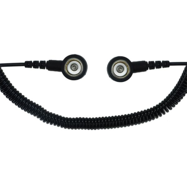 SafeGuard ESD Spiralkabel, 1 Mohm, schwarz 2,4 m, 10/10 mm Druckknopf - Bild-Darstellung des Produktes 1