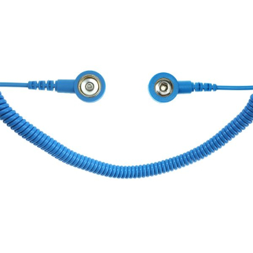 SafeGuard ESD Spiralkabel, 2 Mohm, hellblau 2,4 m, 3/10 mm Druckknopf - Bild-Darstellung des Produktes 1