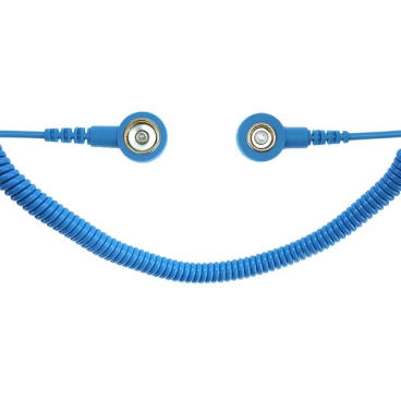SafeGuard ESD Spiralkabel, 2 Mohm, hellblau 2,4 m, 7/10 mm Druckknopf - Bild-Darstellung des Produktes 1
