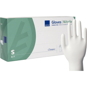ABENA® Classic Nitrilhandschuhe, puderfrei, weiß 1 Packung = 100 Stück, Größe S - Bild-Darstellung des Produktes 1