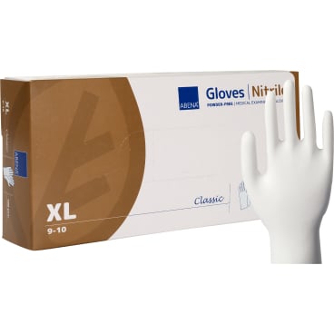 ABENA® Classic Nitrilhandschuhe, puderfrei, weiß 1 Karton = 10 Packungen à 100 Stück, Größe XL - Bild-Darstellung des Produktes 1