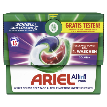 Ariel All in 1 PODS Color+ Colorwaschmittel 1 Packung = 15 Pods à 20,4 g - Bild-Darstellung des Produktes 1