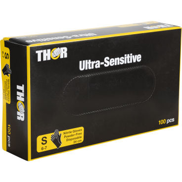 ABENA® Thor Ultra Sensitive Nitrilhandschuhe, puderfrei, schwarz 1 Karton = 10 Packungen à 100 Stück, Größe S - Bild-Darstellung des Produktes 1