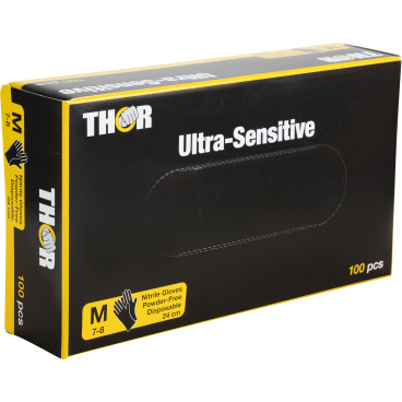 ABENA® Thor Ultra Sensitive Nitrilhandschuhe, puderfrei, schwarz 1 Karton = 10 Packungen à 100 Stück, Größe M - Bild-Darstellung des Produktes 1
