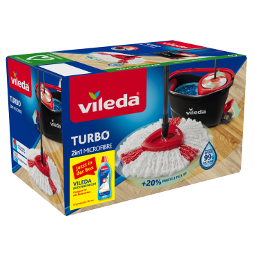 Vileda TURBO Box inkl. Vileda Bodenreiniger Set, 3-teilig 1 Set, inkl. Vileda Active Cleaner Bodenreiniger - Bild-Darstellung des Produktes 1