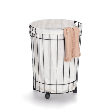 Zeller Wäschesammler mit Rollen, Metall – Maße (L x B x H): 44 x 44 x 60 cm