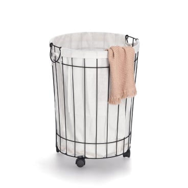 Zeller Wäschesammler mit Rollen, Metall – Maße (L x B x H): 44 x 44 x 60 cm