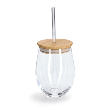 Zeller Trinkglas, mit Bambusdeckel und Glasstrohalm Fassungsvermögen: 500 ml - Bild-Darstellung des Produktes 1