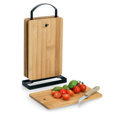 Zeller Brettchenständer, 5-teiliges Set – 1 Set = 1 Brettchenständer + 4 Bambusbrettchen