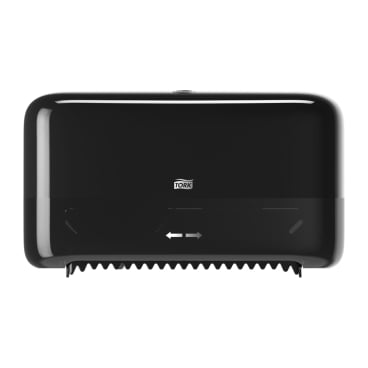 Tork Doppelrollenspender für hülsenloses Midi Toilettenpapier, T7 Maße (B x H x T): 13 x 20,7 x 36 cm, Farbe: schwarz - Bild-Darstellung des Produktes 1