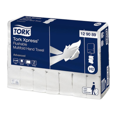 Tork Xpress® Multifold Papierhandtücher, schnellauflösend, H2 1 Karton = 21 Packungen à 200 Tücher - Bild-Darstellung des Produktes 1