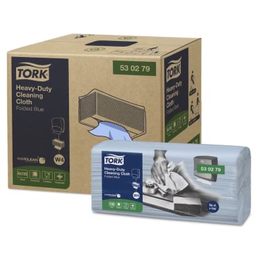 Tork Extra starke Papierwischtücher, W4, 41,5 x 35,5, 1-lagig 1 Karton = 4 Packungen à 105 Tücher, Farbe: blau - Bild-Darstellung des Produktes 1