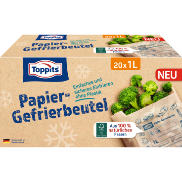 Toppits® Papier-Gefrierbeutel, reißfest 1 Packung = 20 Stück, Fassungsvermögen: 1 Liter - Bild-Darstellung des Produktes 1