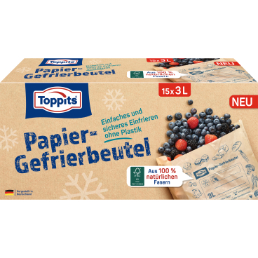 Toppits® Papier-Gefrierbeutel, reißfest 1 Packung = 15 Stück, Fassungsvermögen: 3 Liter - Bild-Darstellung des Produktes 1
