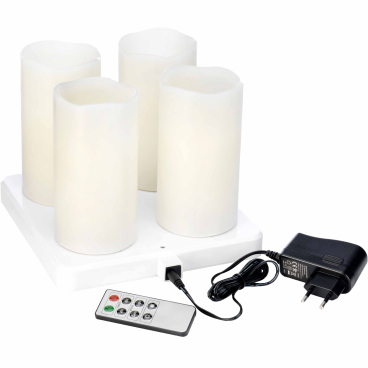 DUNI LED Stumpenkerzen 4er Set, 220 x Ø 75 mm, weiß 1 Karton = 1 Set - Bild-Darstellung des Produktes 1